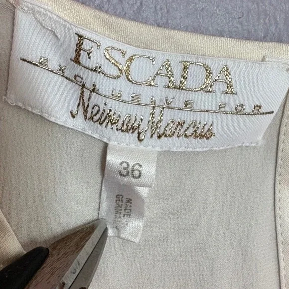 VTG Silk Blouse Luxury Femme Boss Office Escada Exclusive Neiman Marcus Small - Picture 2 of 6